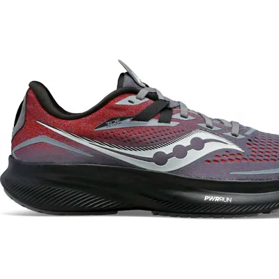 Saucony Men's Ride 15 Running Shoes In Charcoal/redsky In Grey