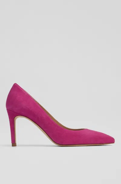 Lk Bennett Womens Pin-pink Floret Pointed-toe Suede-leather Courts In Bright Burgundy