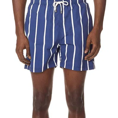 Solid & Striped The Classic Drawstrings Swim Shorts Trunks In Bondi Slate Stripe In Blue