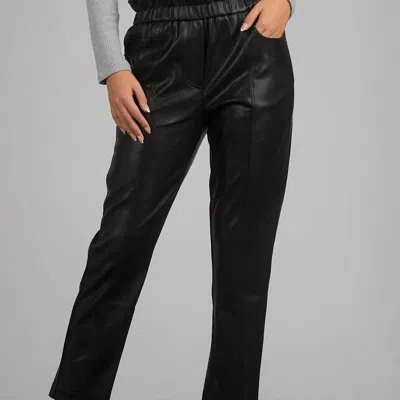 Elan Faux Leather Paper Bag Waist Trousers In Black