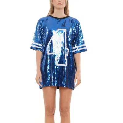 Why Dress Number 4 Sequin Jersey Dress In Blue