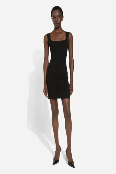 Dolce & Gabbana Jersey Milano Rib Sheath Dress In Black