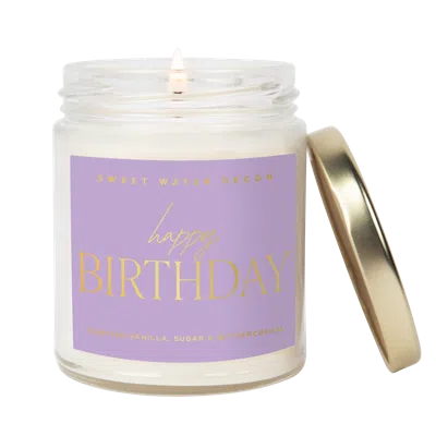 Sweet Water Decor Happy Birthday Soy Candle In Purple