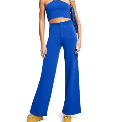 Simon Miller Beso Cropped Viscose Halter Top In Blue