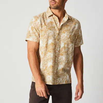 Billy Reid Short Sleeve Textural Pine Treme Block Shirt In Yellow