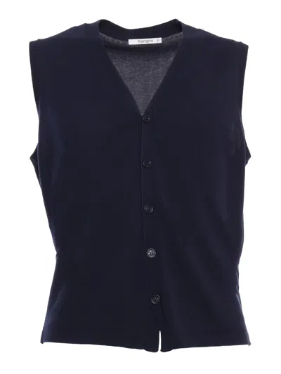 Kangra Cashmere Knitted Waistcoat In Blue