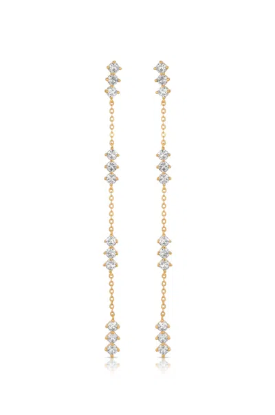 Ettika Linear Crystal 18k Gold Plated Drop Earrings