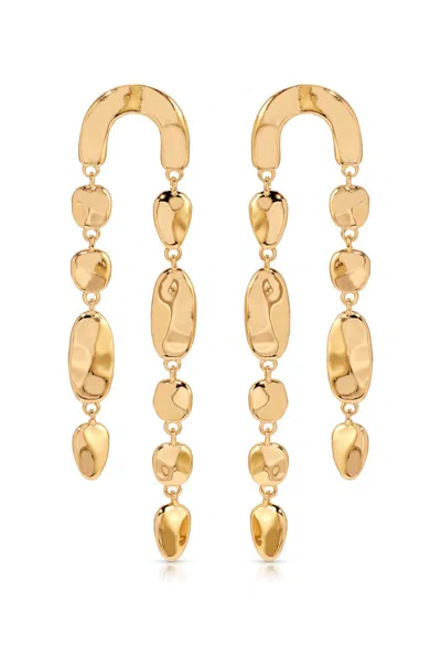 Ettika Cascading Hammered 18k Gold Plated Link Earrings