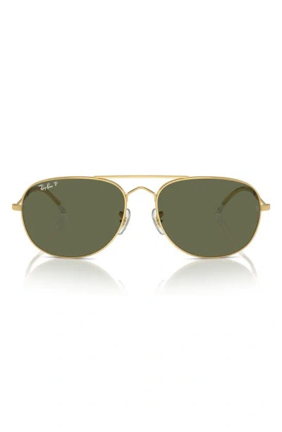 Ray Ban Bain Bridge Sunglasses Gold Frame Green Lenses Polarized 57-17
