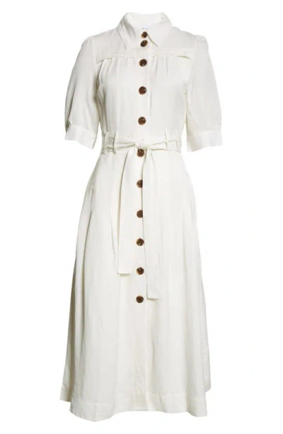 Reiss Malika - White Belted Cap Sleeve Midi Dress, Us 8