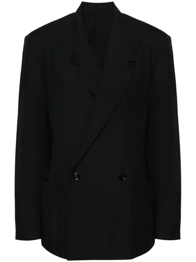Lemaire Double-breasted Blazer In Blue