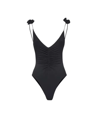 Magda Butrym Swimsuit With V-neck And Rosettes In Black