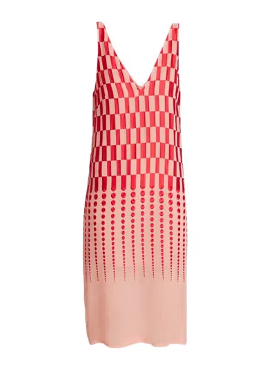 Dries Van Noten Debbie Check Embroidered Sleeveless Midi Dress In Pink & Purple