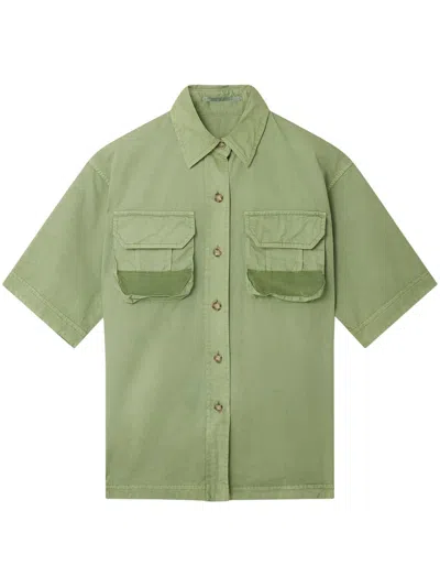 Stella Mccartney Short-sleeve Cotton Shirt In Green