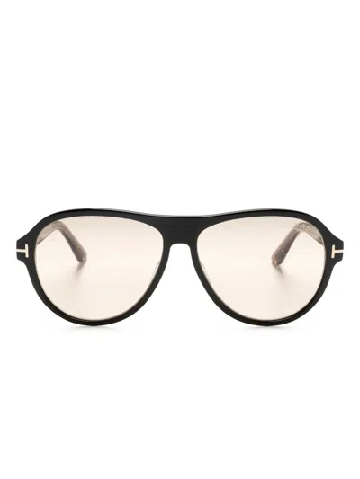 Tom Ford Black Quincy Pilot-frame Sunglasses