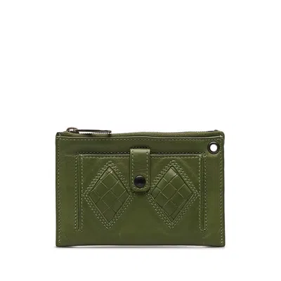 Bottega Veneta Intrecciato Green Leather Wallet  ()