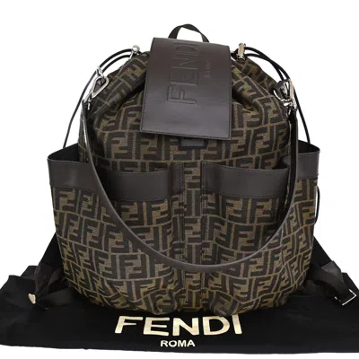 Fendi Zucca Brown Canvas Backpack Bag ()