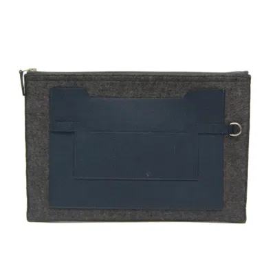 Hermes Hermès -- Blue Leather Clutch Bag ()