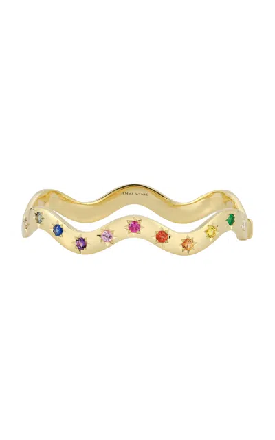 Jemma Wynne 18k Yellow Gold Anniversary Rainbow Wave Cuff