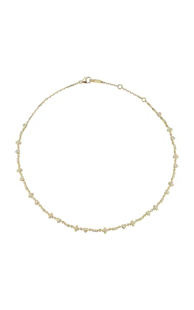 Jemma Wynne 18k Yellow Gold Love Notes Qu'hier Que Demain Pave Diamond Necklace