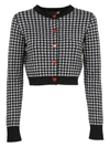 LOVE MOSCHINO CROPPED GINGHAM CARDIGAN,7841213