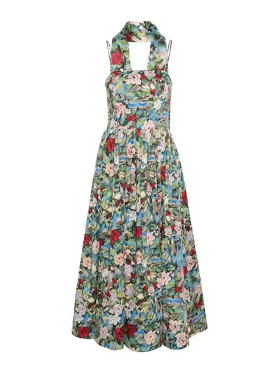 Alice And Olivia Floral Print Dress In Light Blue