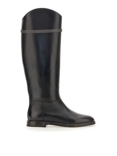 Brunello Cucinelli Leather Boot In Black