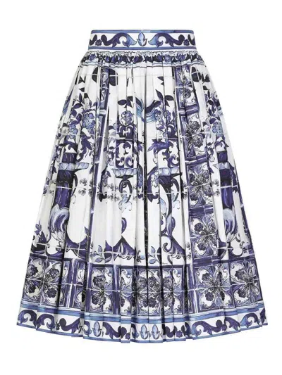 Dolce & Gabbana Majolica Print Skirt In White