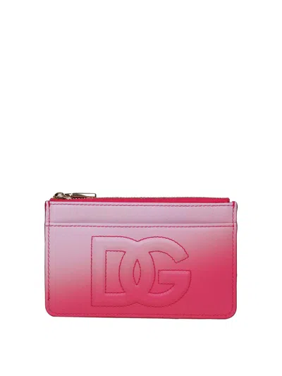 Dolce & Gabbana Leather Card Holder In Pink