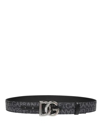 Dolce & Gabbana Jacquard Belt In Black