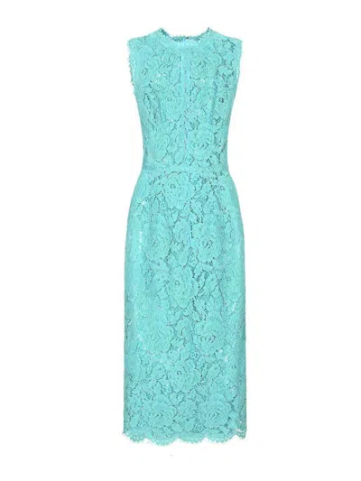 Dolce & Gabbana Lace Dress In Light Blue