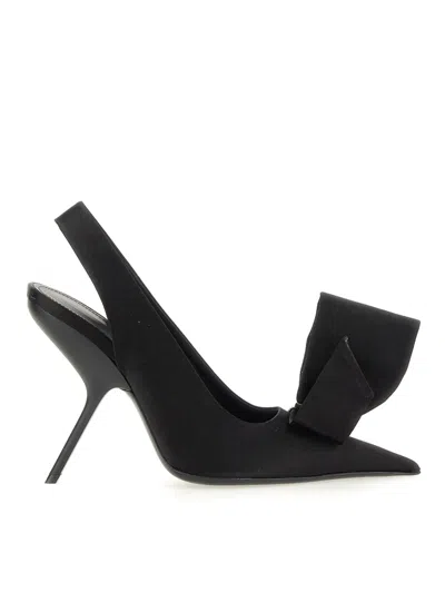 Ferragamo Sandal With Asymmetrical Bow In Black