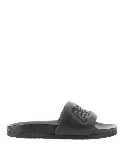 Ambush Logo Quilted Slide Sandals In Black