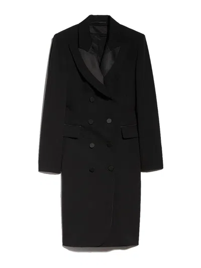 Max Mara Robe Manteau Dress In Wool In Black