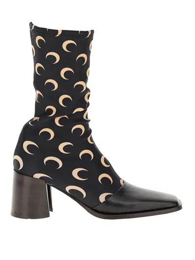 Marine Serre All Over Moon Boots In Black