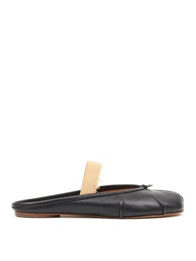 Maison Margiela Tabi Leather Ballerina Mules In Black