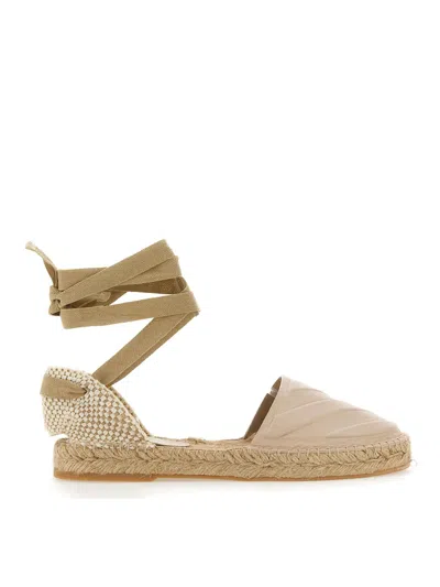 Off-white Leather Espadrille In Beige
