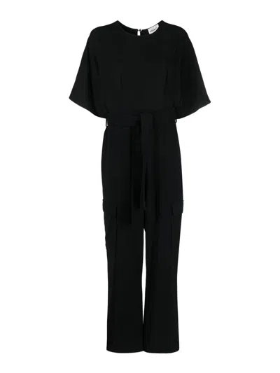 P.a.r.o.s.h Wide-leg Cargo Jumpsuit In Black
