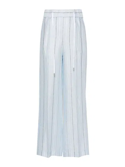 Peserico Striped Trousers In Light Blue