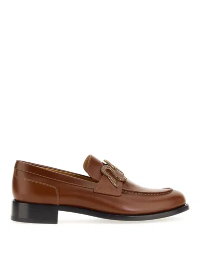 René Caovilla Loafer Mit Schlangendetail 30mm In Brown