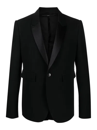 Sapio Single-breasted Cotton-wool Blazer In Black