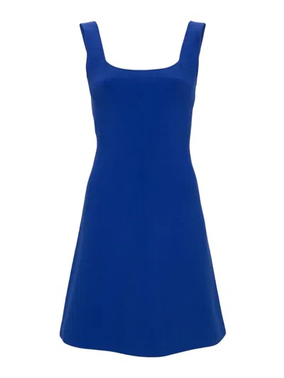 Theory Square-neck Mini Dress In Blue