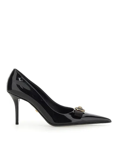 Versace Gianni Pointed Toe Pumps In Black
