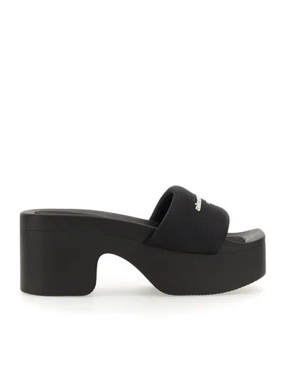 Alexander Wang Nylon Platform Mules In Black