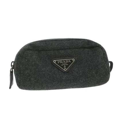 Prada Grey Wool Clutch Bag () In Black