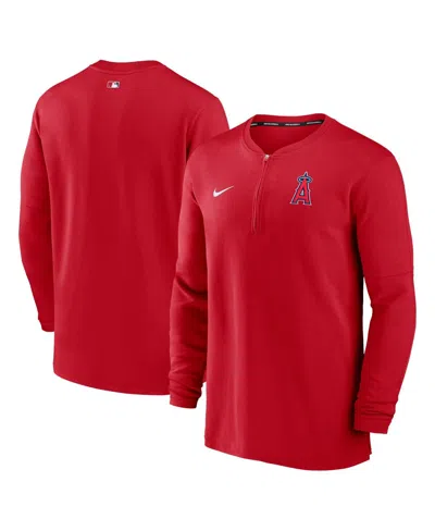 Nike Men's  Red Los Angeles Angels Authentic Collection Game Time Performance Quarter-zip Top