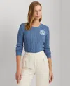 Lauren Ralph Lauren Cable-knit Cotton Sweater In Pale Azure