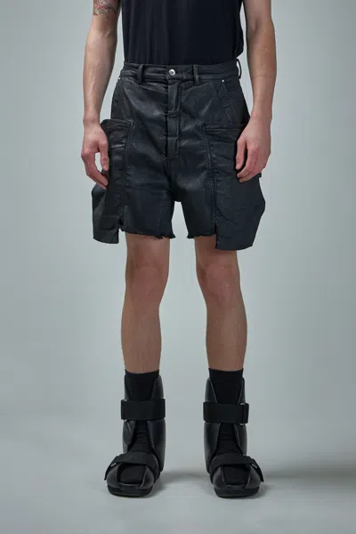 Rick Owens Stefan Denim Cargo Shorts In Black