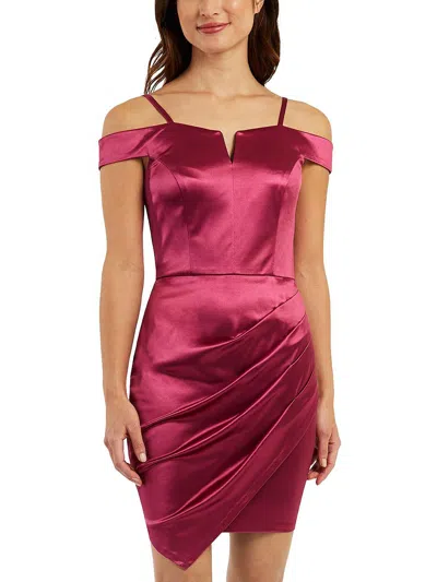 Bcx Womens Satin Asymmetrical Sheath Dress In Pink