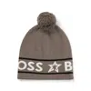 Hugo Boss Boss X Perfect Moment Wool Beanie Hat With Logo Intarsia In Light Beige